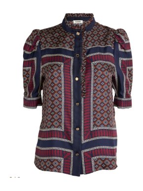 Sandro Silk Geometric Blouse