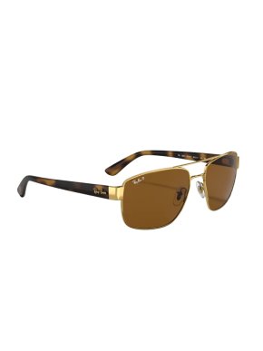 Ray-Ban Brown and Gold Rectangular Sunglasses