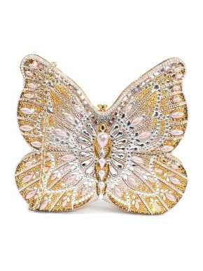 Judith Leiber Gold Butterfly Pearly Clutch