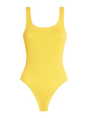 Hunza G Yellow Square Neck Seersucker Swimsuit