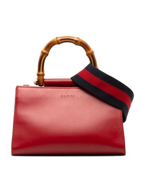 Gucci Red Mini Bamboo Nymphaea Bag