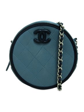 Chanel Blue Lambskin CC Round Chain Crossbody Bag