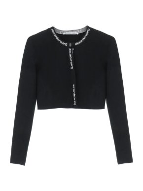 Alexander Wang Black Cropped Open Front Cardigan