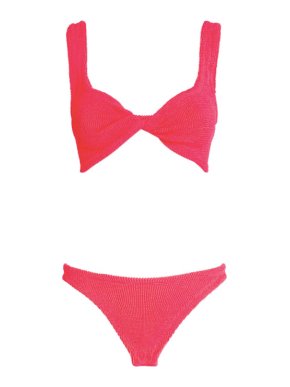 Hunza G Pink Juno Seersucker Twist Bikini Set