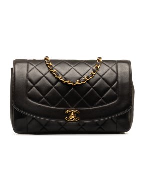 Chanel Black Lambskin Medium Diana Flap Bag