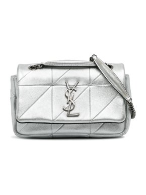 Saint Laurent Metallic Silver Leather Small Patchwork Jamie Crossbody
