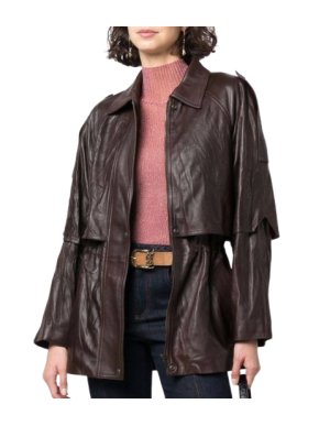 Saint Laurent Brown Layered Leather Jacket