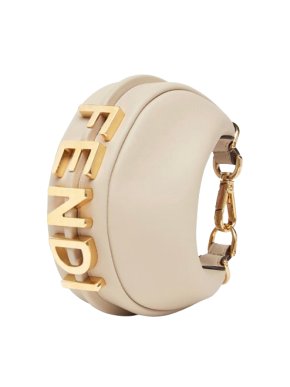 Nano Fendigraphy Beige Leather Charm