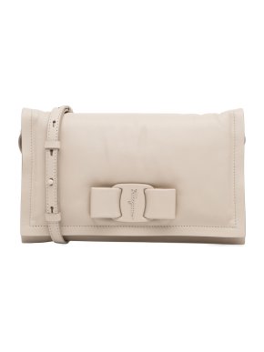 Salvatore Ferragamo Cream Leather Mini Viva Bow Padded Crossbody Bag