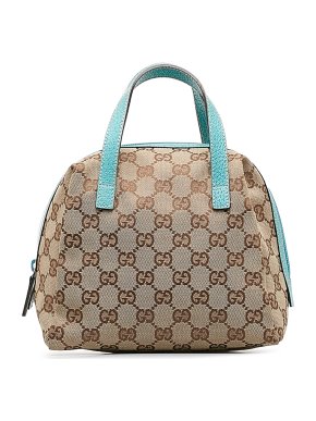 Gucci Contrast Trim GG Canvas Bowling Bag