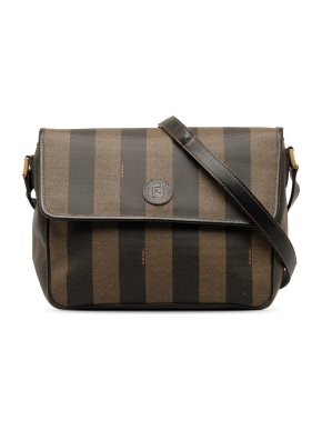 Fendi Brown Striped Pequin Crossbody Bag