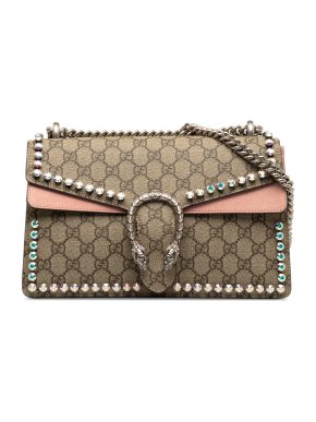 Gucci Small Crystal Embellished GG Supreme Dionysus Shoulder Bag