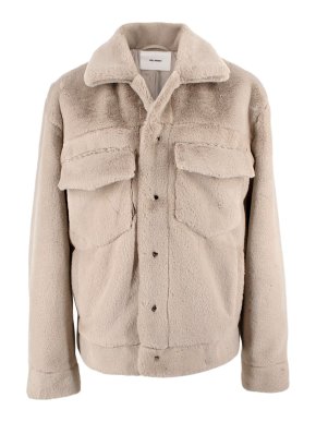 Axel Arigato Beige Faux Fur Trucker Jacket