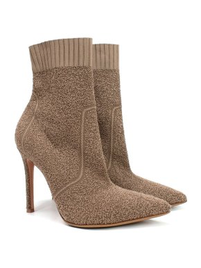 Gianvito Rossi Bisque Boucle Knit Sock Boots