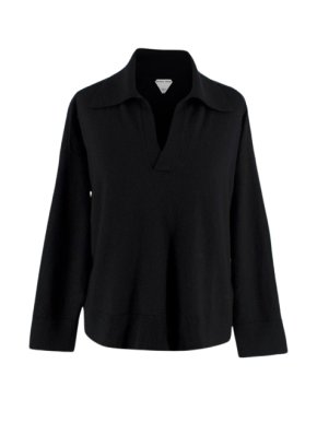 Bottega Veneta Black Wool Polo Jumper