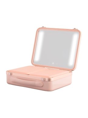 Beautifect Pink Makeup Box with Light Up Mirror