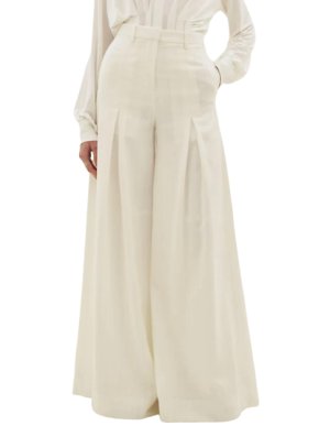Palmer Harding Ivory Pleated Wide Leg Gratitude Trouser