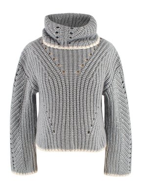 Fendi Grey Knitted Roll Neck Jumper