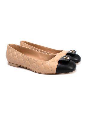 Chanel Nude Quilted Ballerina Flats with CC Flap Turnlock
