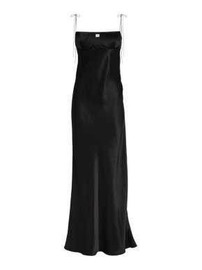 Anna October Black Satin Tulip Maxi Dress