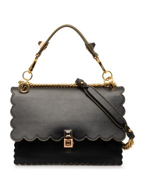 Fendi Black Medium Scalloped Kan I Bag