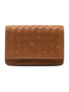 Bottega Veneta Tan Intrecciato Leather Flap Card Holder