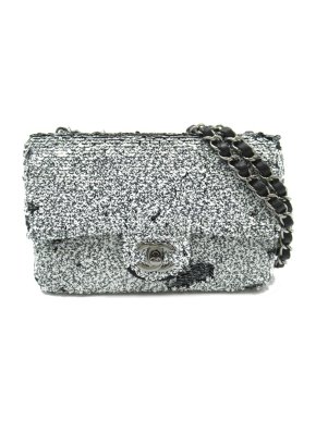 Chanel Black and White Sequin Small Single Flap Bag