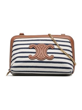 Celine Striped Triomphe Clutch On Chain
