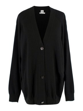 Hermes Black Silk and Cashmere Longline Cardigan