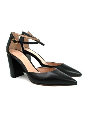 Gianvito Rossi Black Leather Piper Anklet Pumps