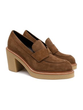 Hermes Brown Suede Didi 70 Loafers