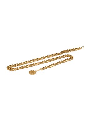 Chanel Gold Tone Medallion Chain-Link Belt