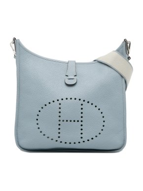 Hermes Evelyne III GM in Sky Blue Clemence Leather with Palladium Hardware