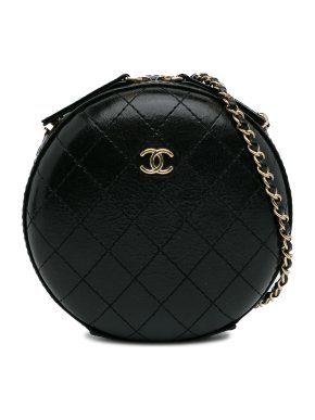Chanel Stitched Calfskin Round Crossbody Bag