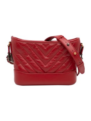 Chanel Red Lambskin Small Gabrielle Crossbody Bag