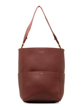 Celine Burgundy Medium Seau Sangle Tote Bag
