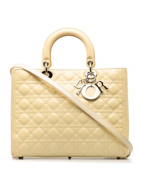 Dior Yellow Large Patent Leather Lady Dior