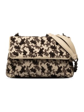 Bottega Veneta Cream Small Intrecciato Mist Olympia Shoulder Bag