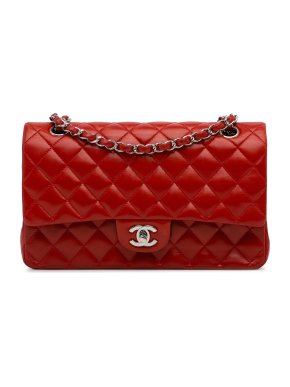 Chanel Red Medium Classic Lambskin Double Flap Bag