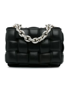 Bottega Veneta Black Intrecciato Padded Cassette Chain Bag