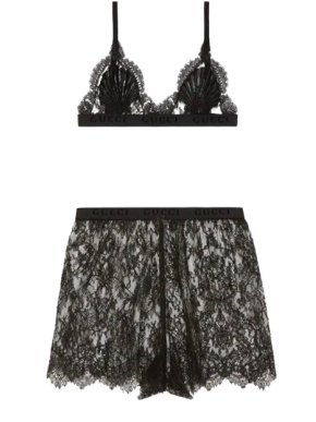 Gucci Black Floral Lace Lingerie Set
