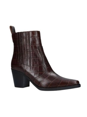 Ganni Callie crocodile-embossed leather ankle boots