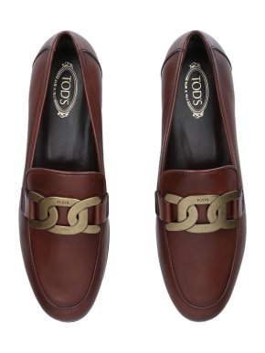 Tod's Catena Brown Chain-bit Loafers