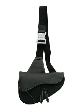 Dior Black Grained Leather Saddle Belt Bag