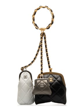 Chanel Quilted Lambskin Multi Coin Purse Trio with Handle