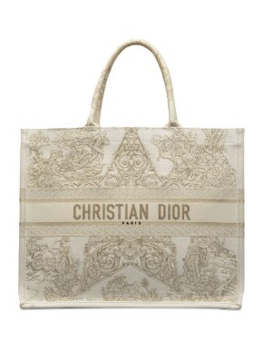 Dior White Large Around The World Stella Embroidered Book Tote