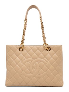 Chanel Beige Caviar Leather Grand Shopping Tote Bag