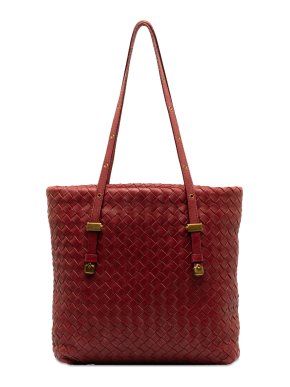 Bottega Veneta Red Intrecciato Leather Tote Bag