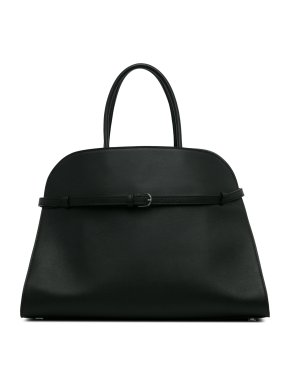 The Row Black Leather Margaux Belt 15 Tote