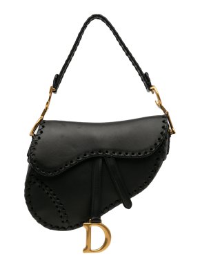 Dior Black Medium Braided Leather Saddle Bag